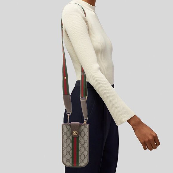 Gucci GG Supreme Ophidia Crossbody Phone Holder Messenger Bag Unisex NEW - Picture 2 of 14